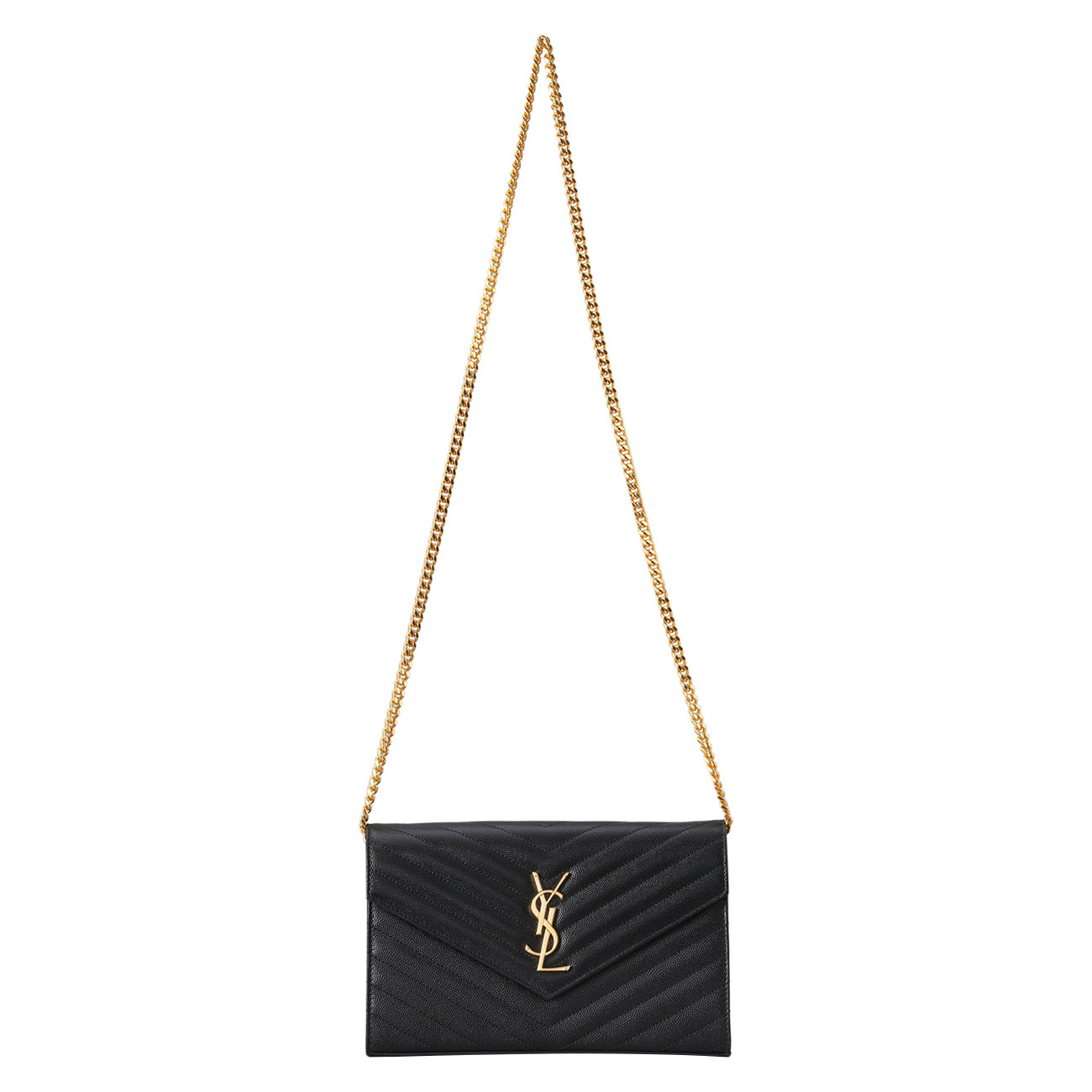 YVES SAINT LAURENT(USED)생로랑 377828 모노그램 쉐브론 체인 크로스백